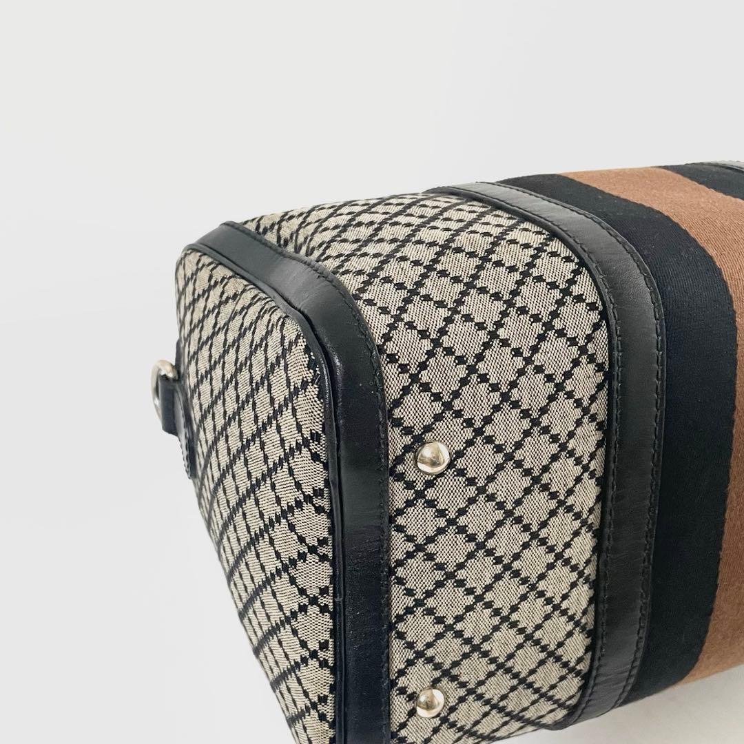 【美品】グッチ 2way ボストンバッグ ディアマンテ キャンバス×レザー