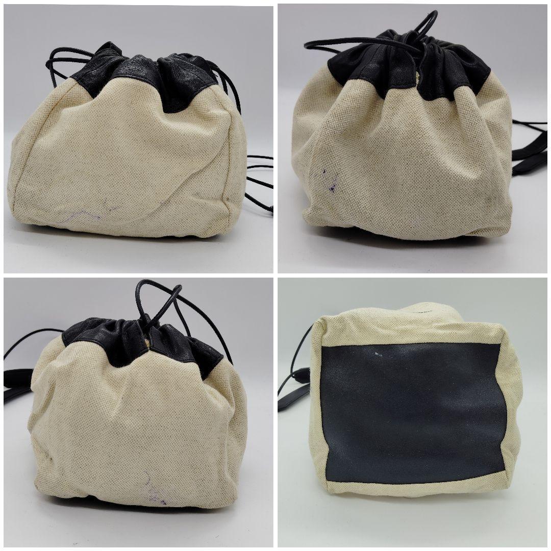 良品 ジルサンダー ドローストリング リバーシブル ショルダー 巾着 黒 レザー