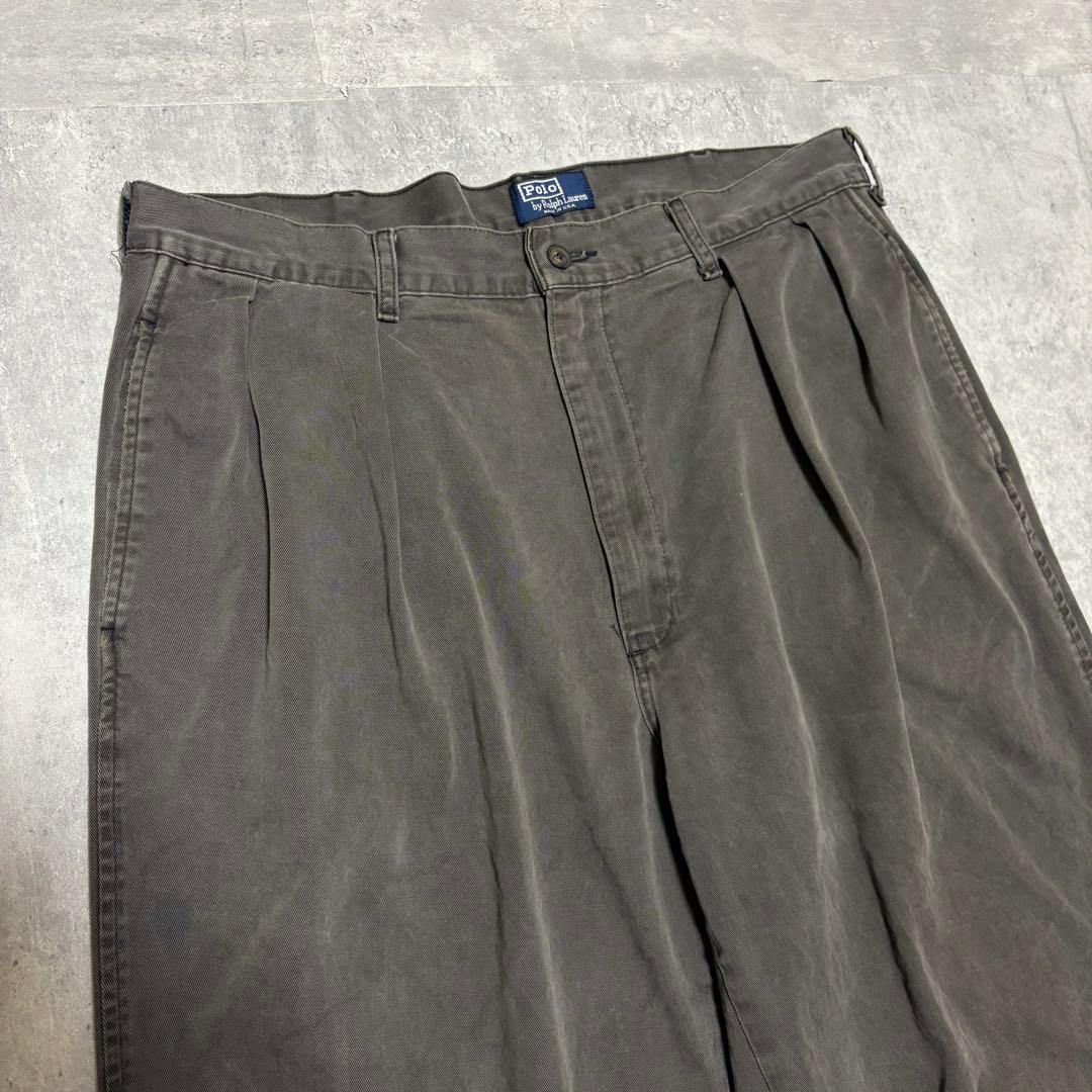 90s ポロバイラルフローレン　USA製 ポロチノ　チノパン　初期タグ　フェード