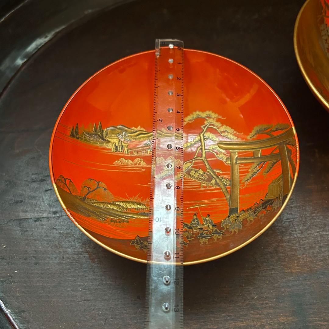 最上級　高蒔絵　大名行列図の漆盃　本物保証