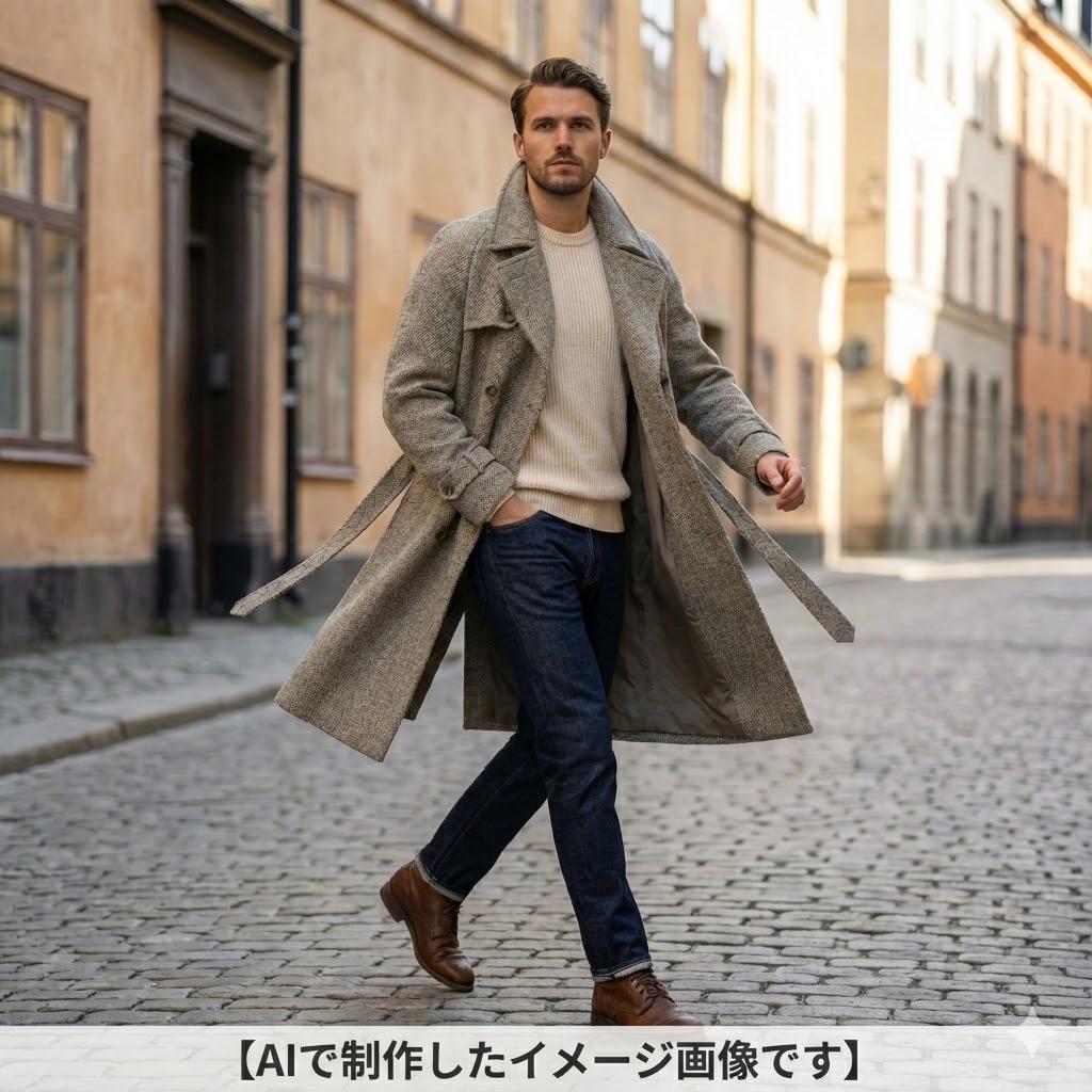 ポール＆ジョー ヴィンテージ ヘリンボーン ウール トレンチコート 52 XL