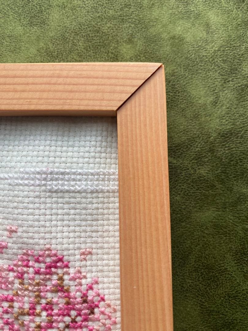 【完成品】桜と菜の花　クロスステッチ