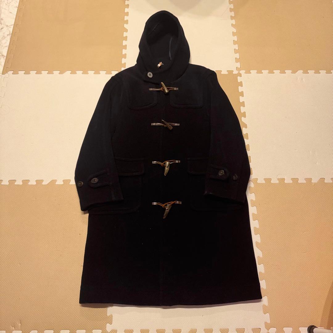 【MoorBrook製生地】ダッフルコート　ヘリンボーン ネイビー 英国製 L