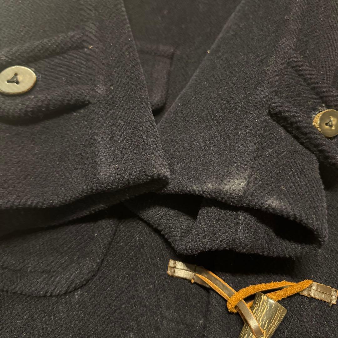 【MoorBrook製生地】ダッフルコート　ヘリンボーン ネイビー 英国製 L