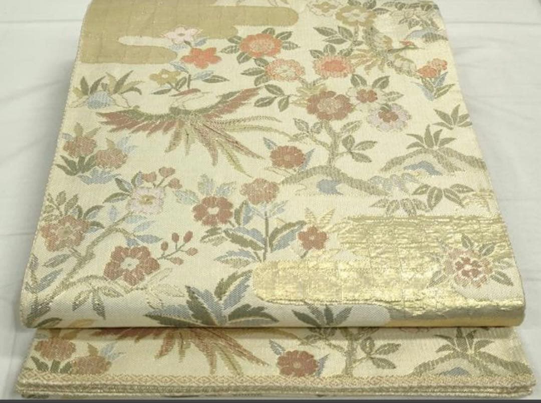 振袖フルセット6点サイズM〜Ｌ駒刺繍　扇面花文　暈し染め　金銀彩　金銀糸　正絹