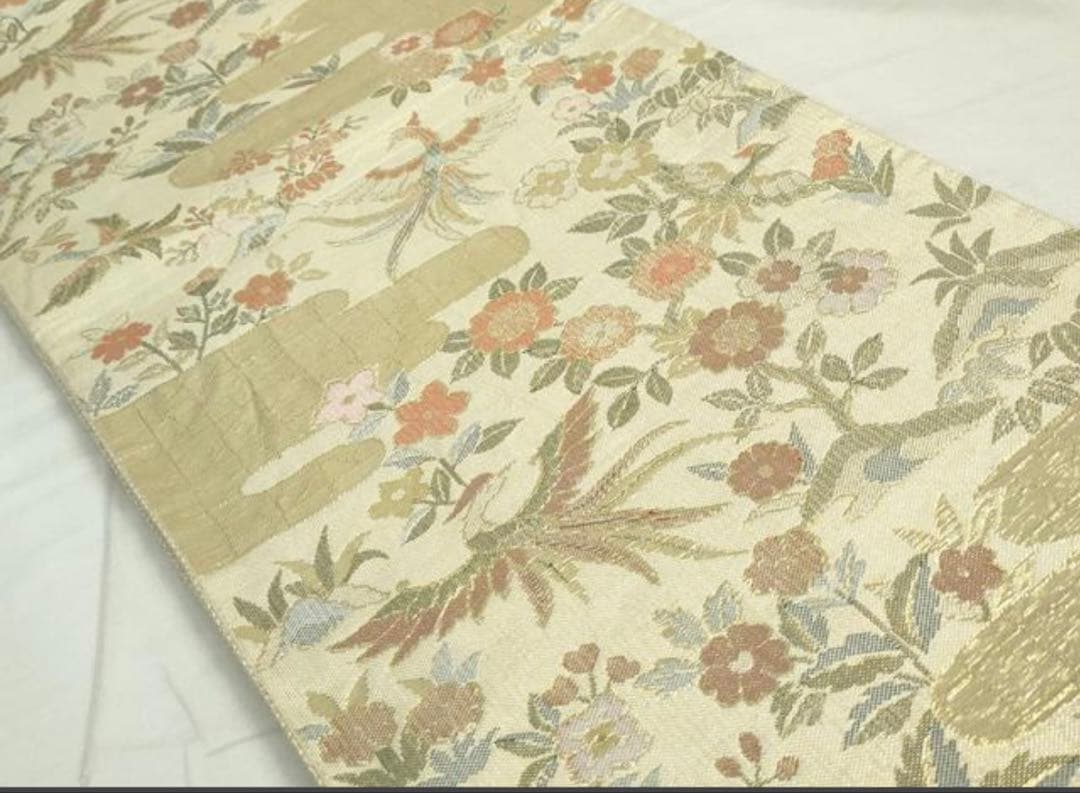 振袖フルセット6点サイズM〜Ｌ駒刺繍　扇面花文　暈し染め　金銀彩　金銀糸　正絹