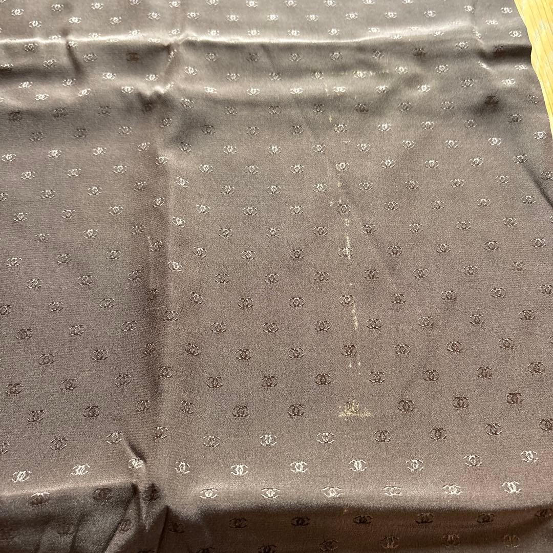 CHANEL シャネル シルク100% ロゴ ストール ブラウン 大判