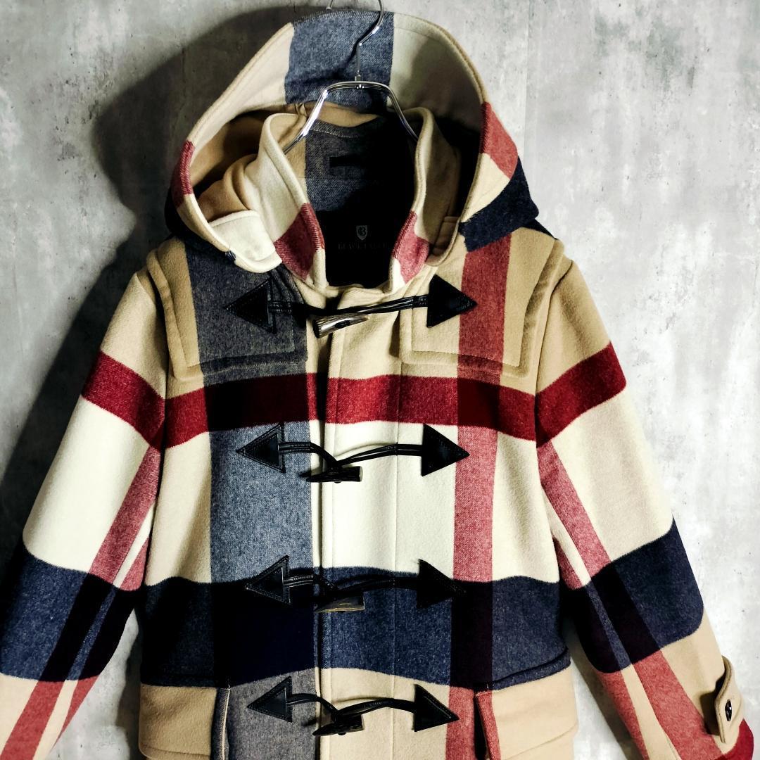 【美品】ブラックレーベルクレストブリッジ チェック 総柄 ダッフルコート M