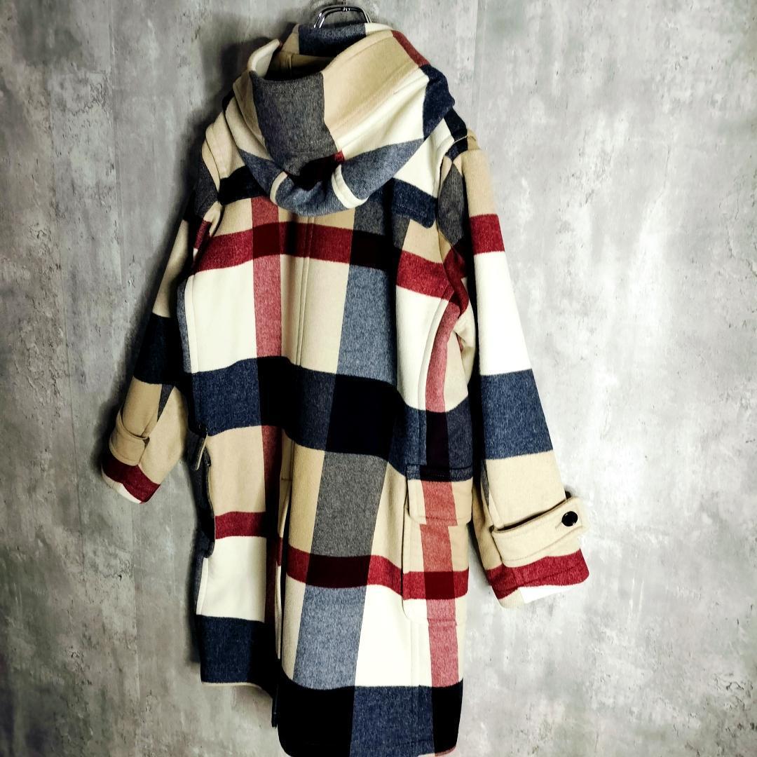 【美品】ブラックレーベルクレストブリッジ チェック 総柄 ダッフルコート M