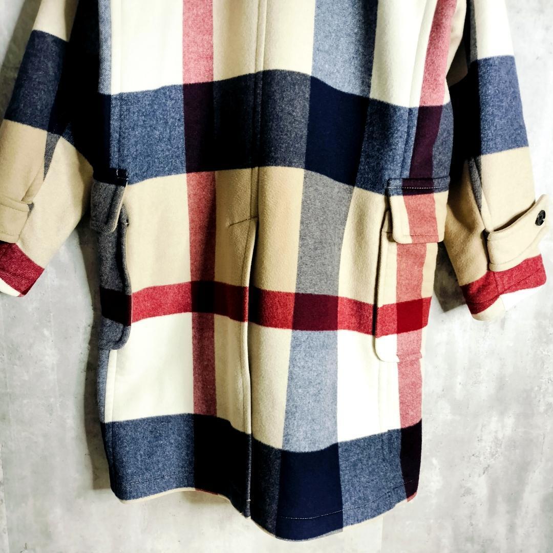 【美品】ブラックレーベルクレストブリッジ チェック 総柄 ダッフルコート M