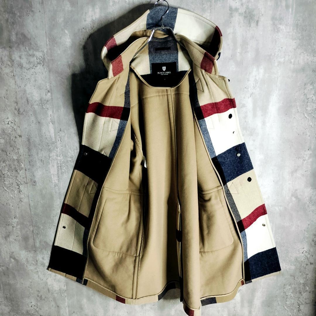 【美品】ブラックレーベルクレストブリッジ チェック 総柄 ダッフルコート M