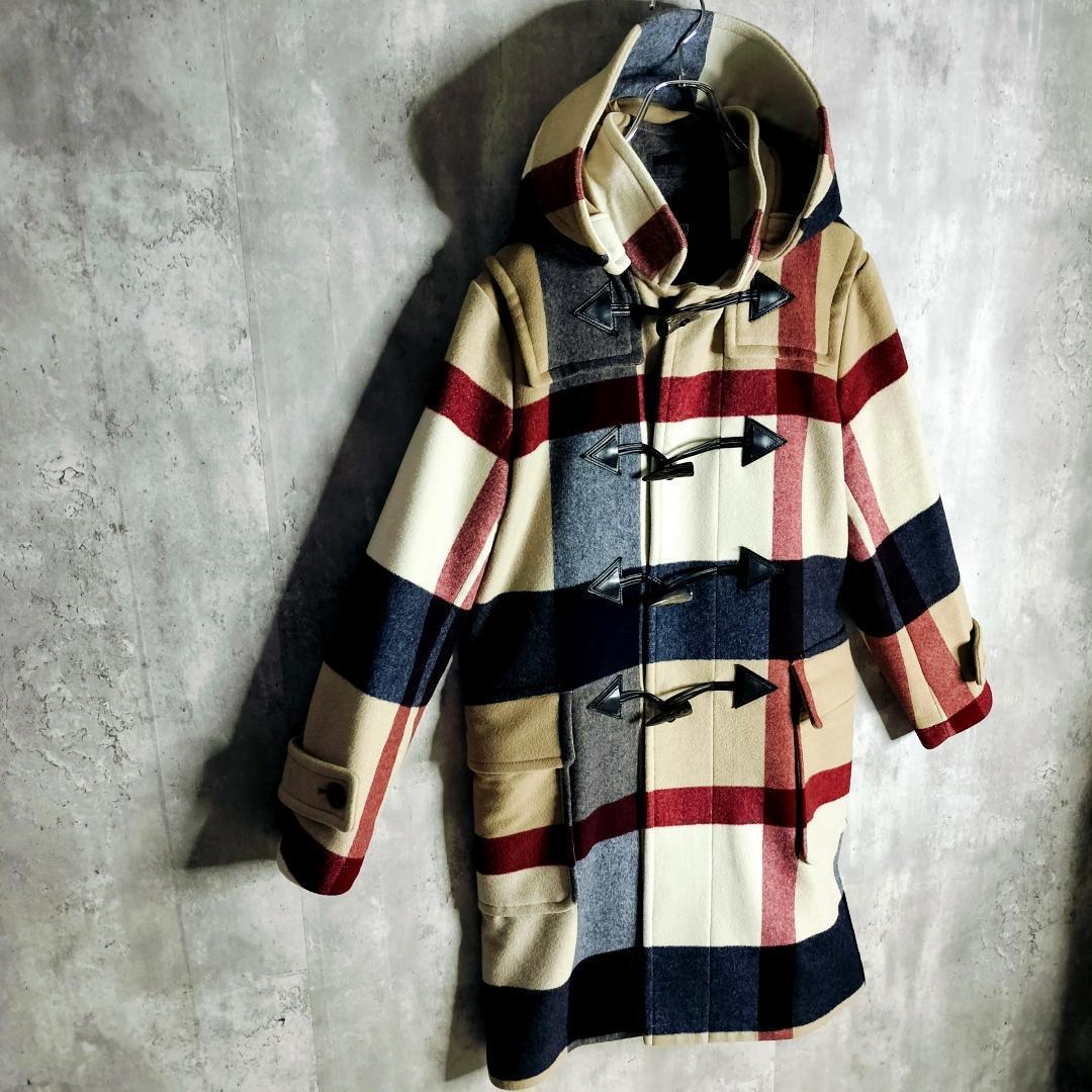 【美品】ブラックレーベルクレストブリッジ チェック 総柄 ダッフルコート M