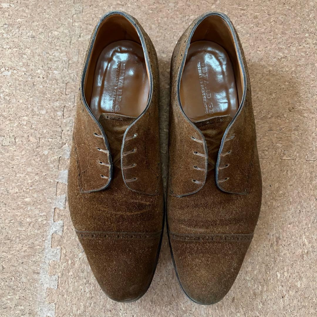 EDWARD GREEN スエード パンチドキャップトゥ ダービー 8E