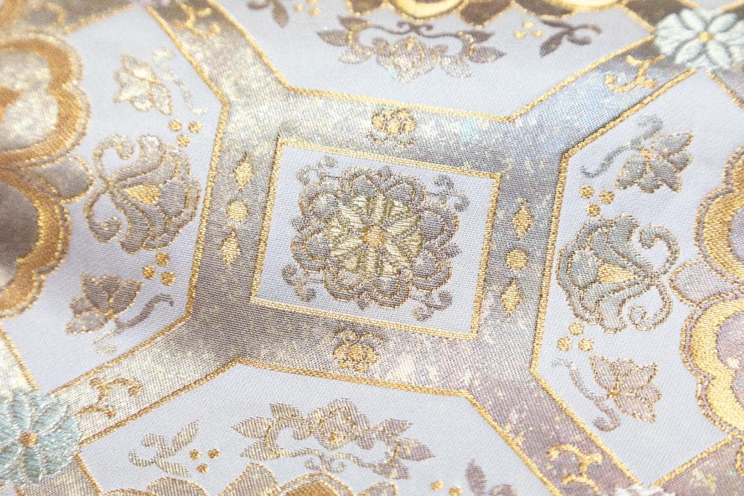 新入荷！！美品 リサイクル 礼装用袋帯 金糸 銀箔 正倉院裂華文様 訪問着 式典