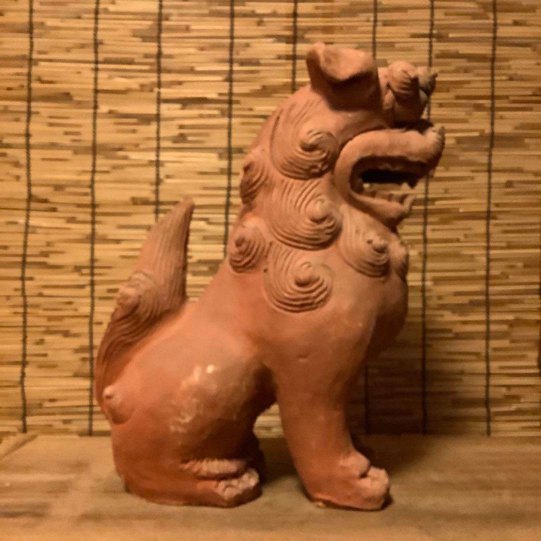 沖縄・名工「新垣榮用・壺屋焼シーサー」狛犬・榮用窯・荒焼・手ひねり・阿吽・銘刻印