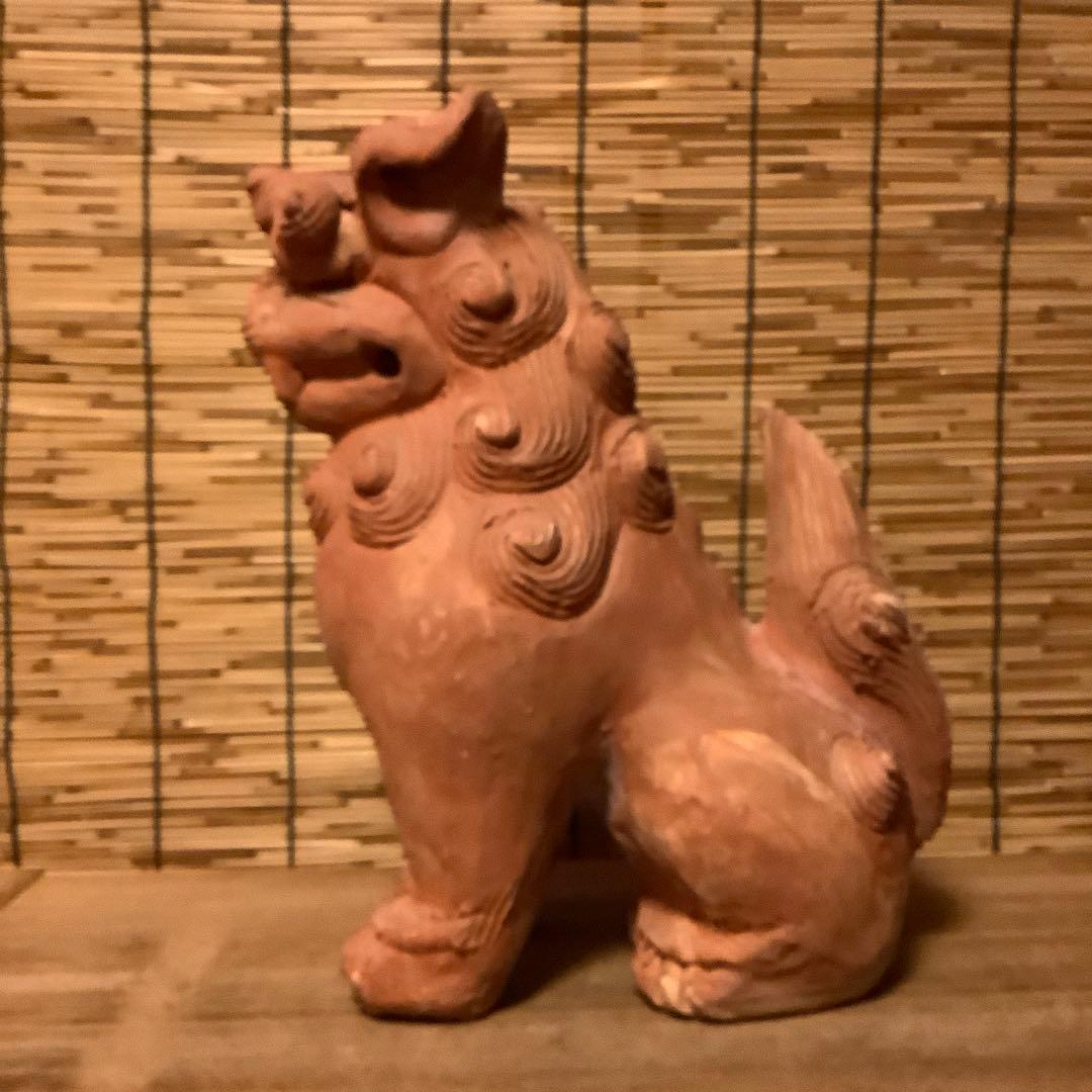 沖縄・名工「新垣榮用・壺屋焼シーサー」狛犬・榮用窯・荒焼・手ひねり・阿吽・銘刻印
