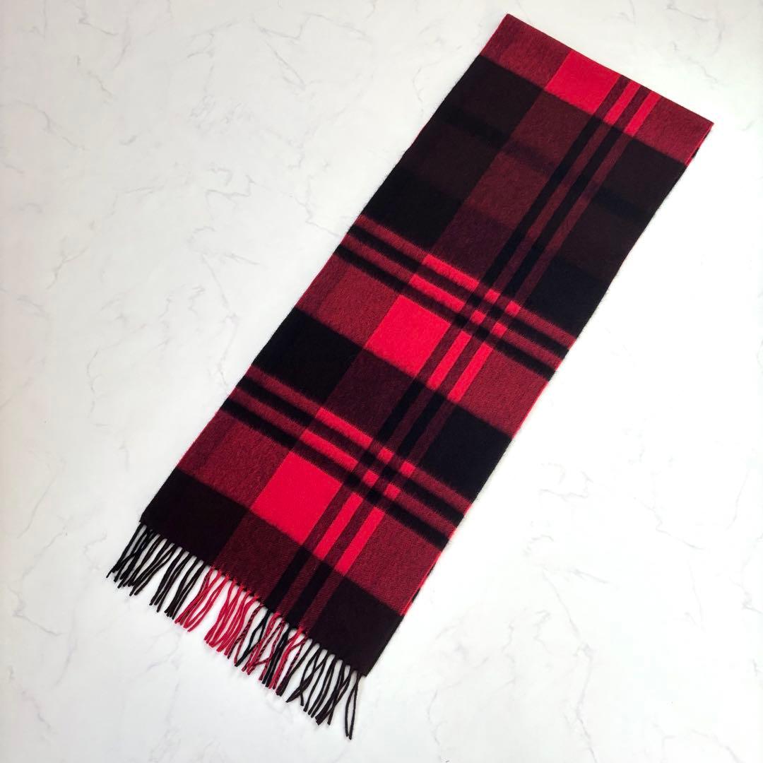 【近年モデル 極美品】ジョシュアエリス カシミヤ100% マフラー チェック柄