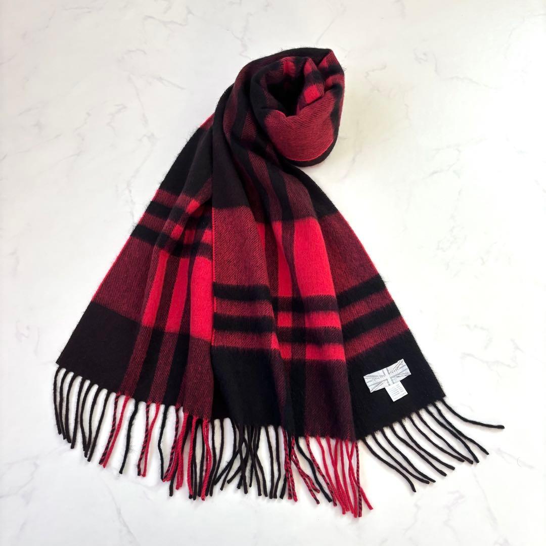 【近年モデル 極美品】ジョシュアエリス カシミヤ100% マフラー チェック柄