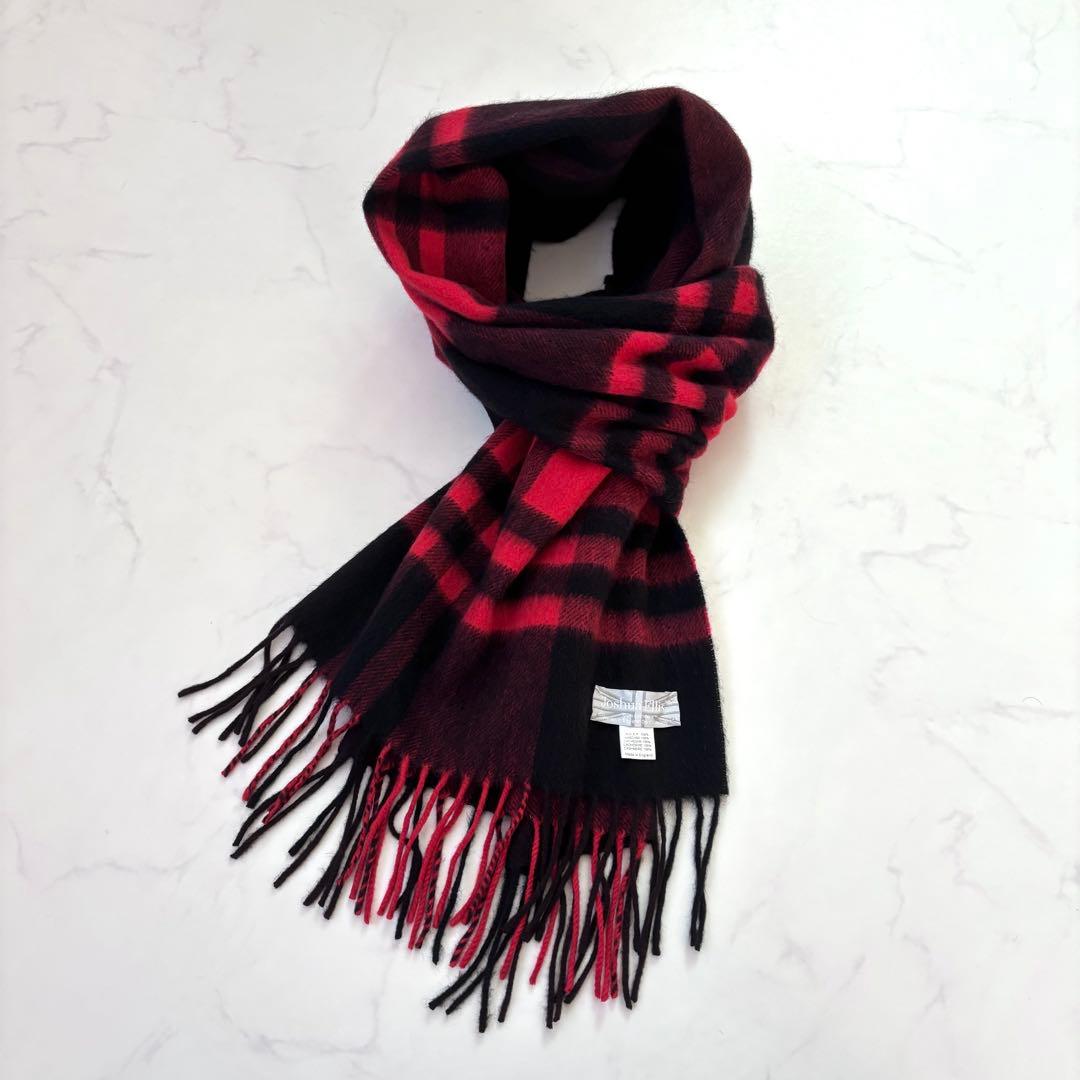 【近年モデル 極美品】ジョシュアエリス カシミヤ100% マフラー チェック柄