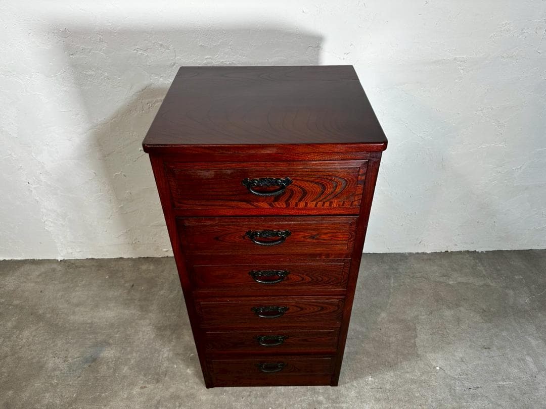 『民芸家具』6段チェスト ハイチェスト キャビネット 整理箪笥 RWche11