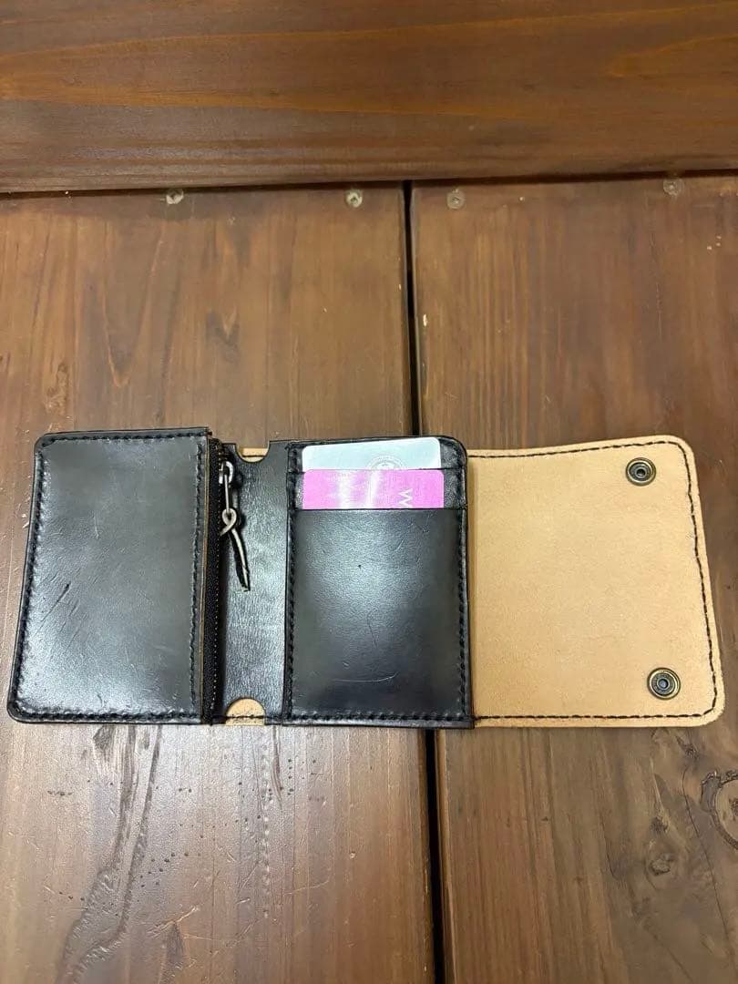 トラッカーウォレット　trucker wallet 本革ヌメ革　茶芯ブラック