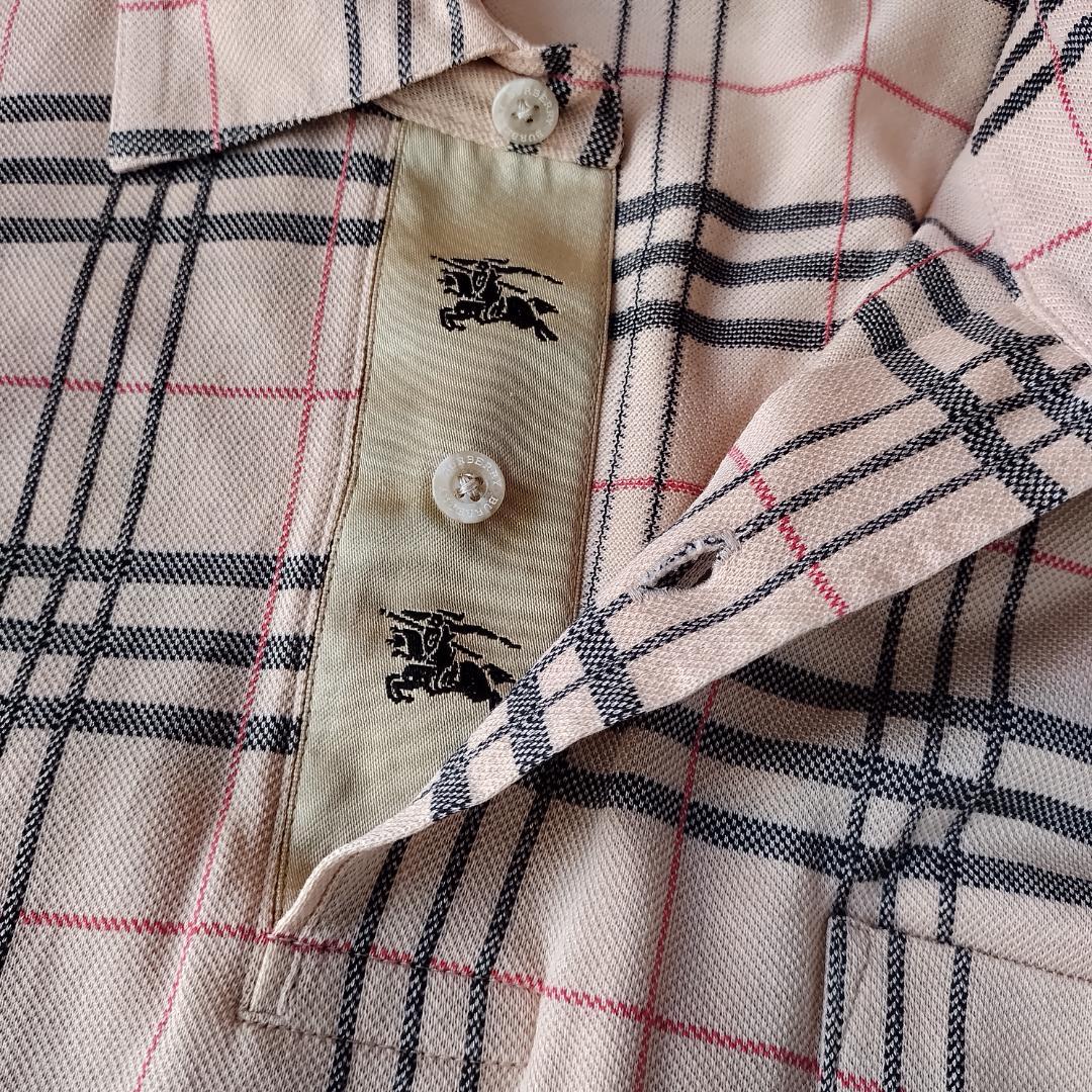 バーバリー ゴルフ ポロシャツ ノバチェック 長袖 メンズ L ベージュ ロゴ