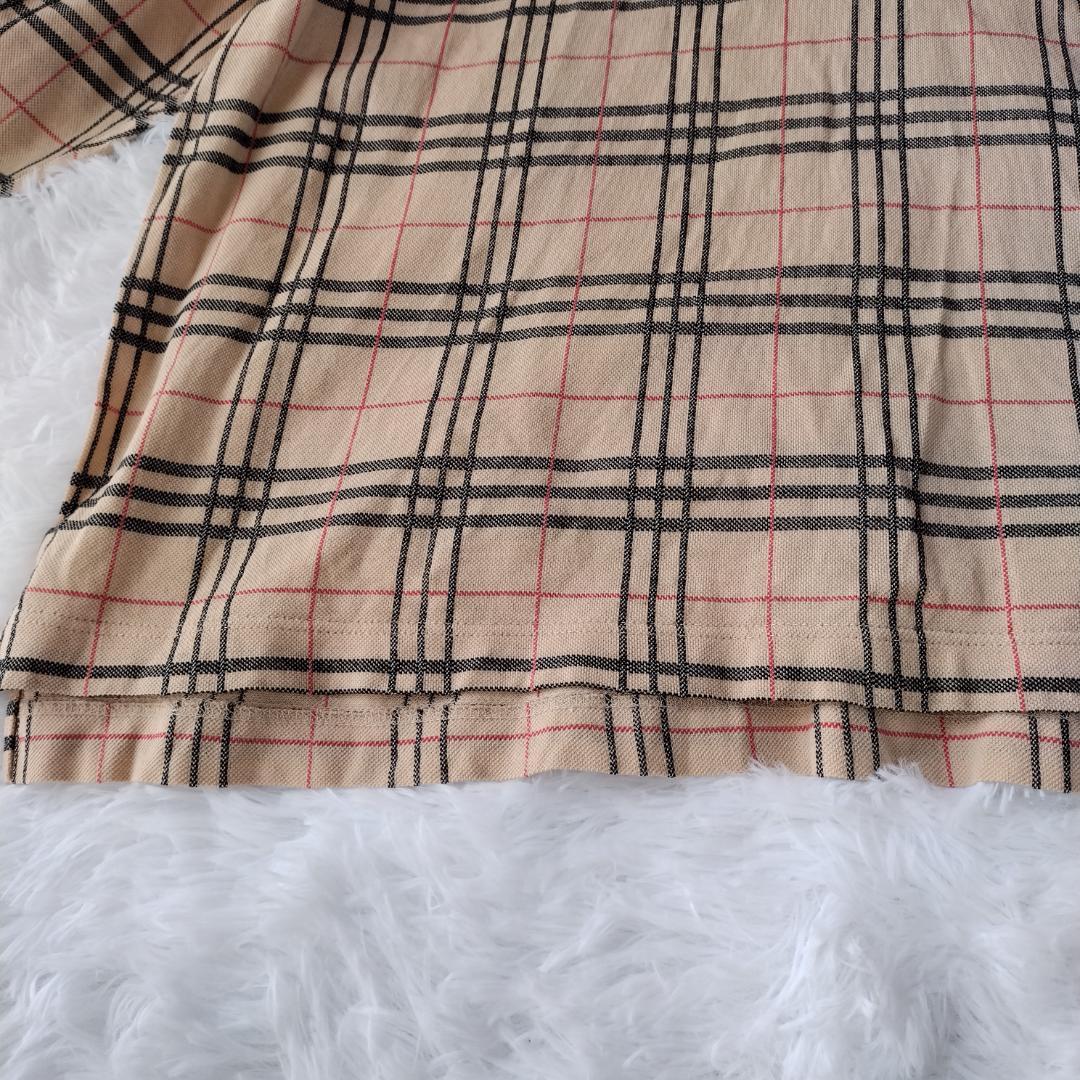 バーバリー ゴルフ ポロシャツ ノバチェック 長袖 メンズ L ベージュ ロゴ