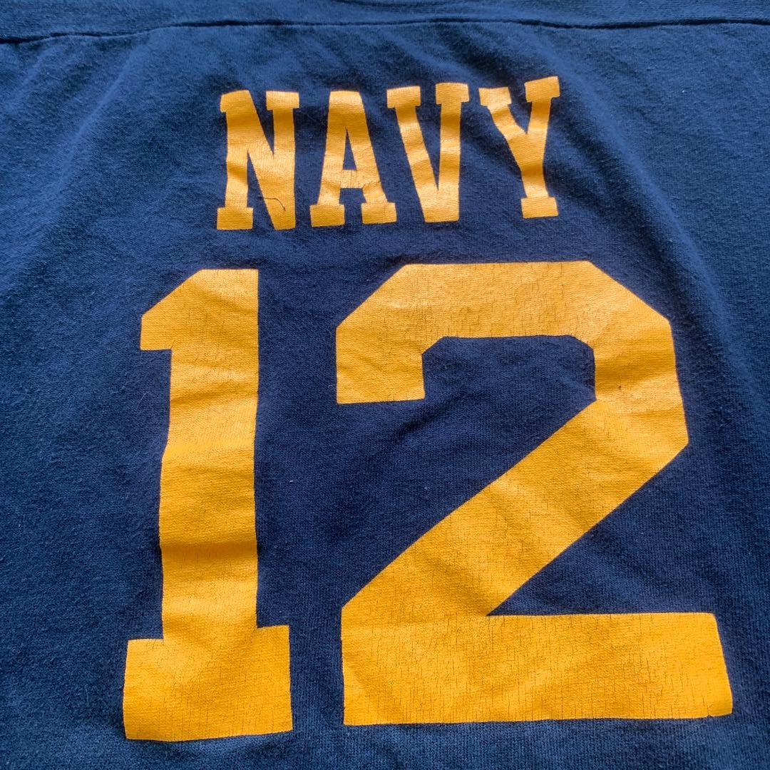 Champion ネイビー フットボールシャツ LARGE