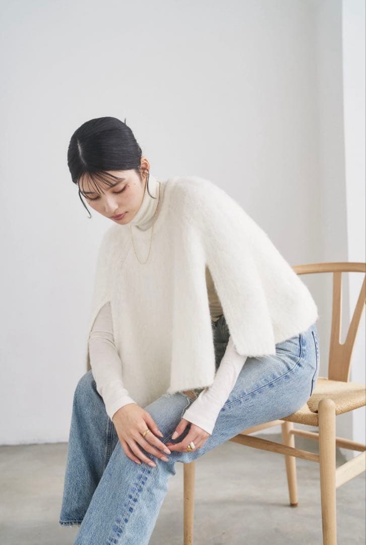 新品connse コンセ　フォックスファーケープポンチョ