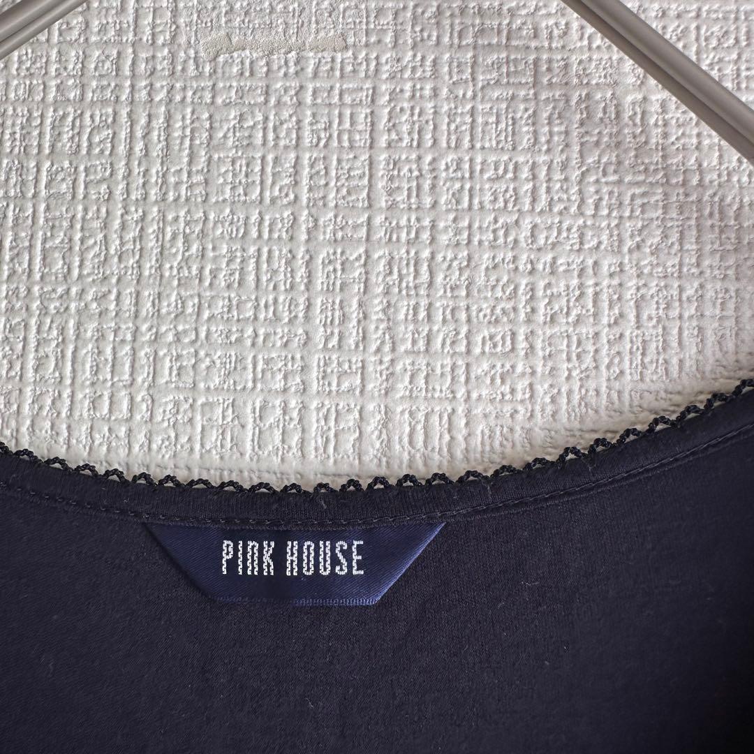 近代モデル　ピンクはピンクノースリーブヒラヒラレース　ネイビー　Lサイズ