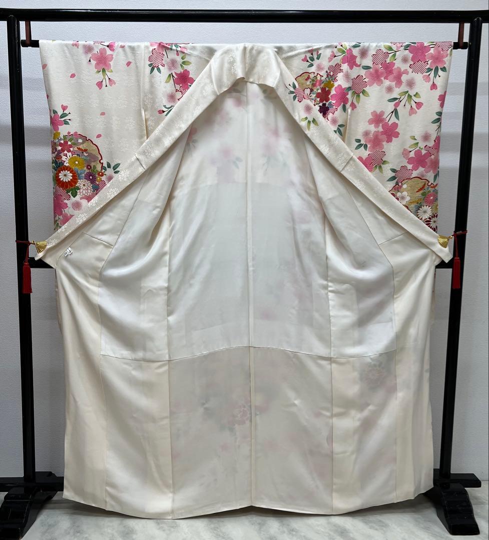 小柄な方　振り袖　フルセット　白　別誂長襦袢　成人式　金彩加工　刺繍入り　736