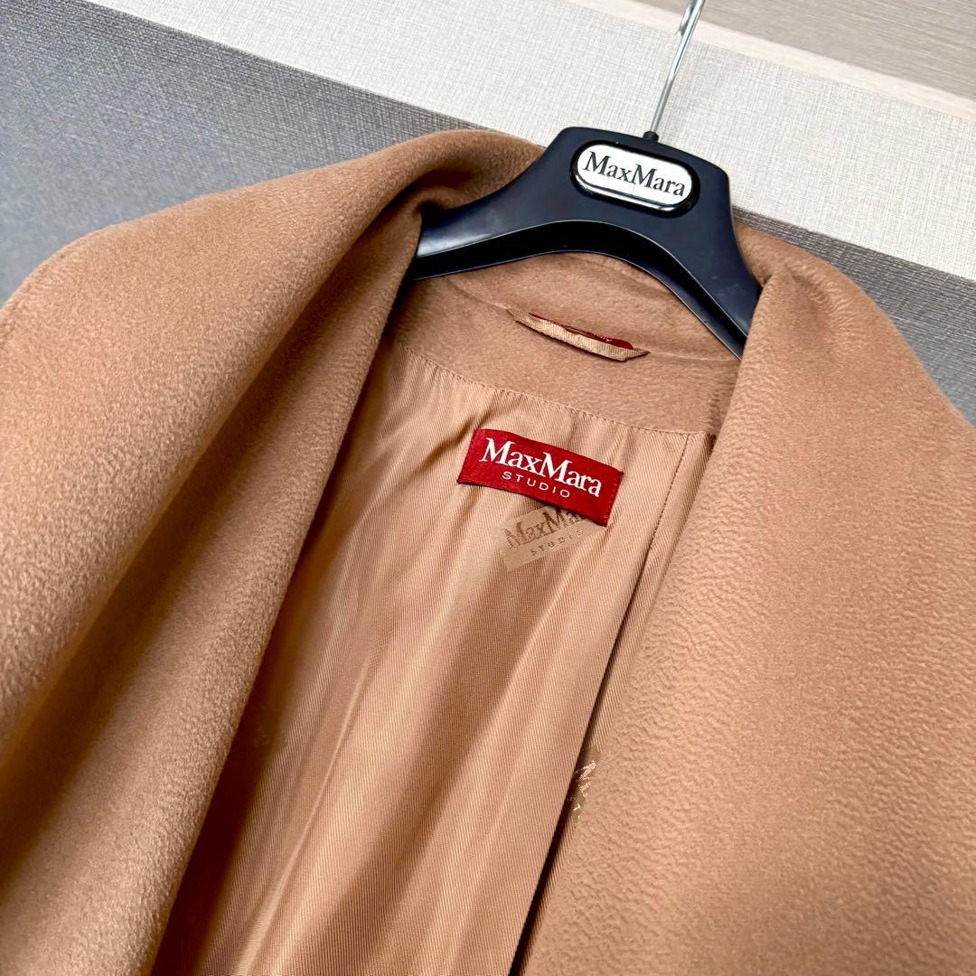 新品同様‼️ マックスマーラ 艶感美しい ショールカラーベルテッドコート