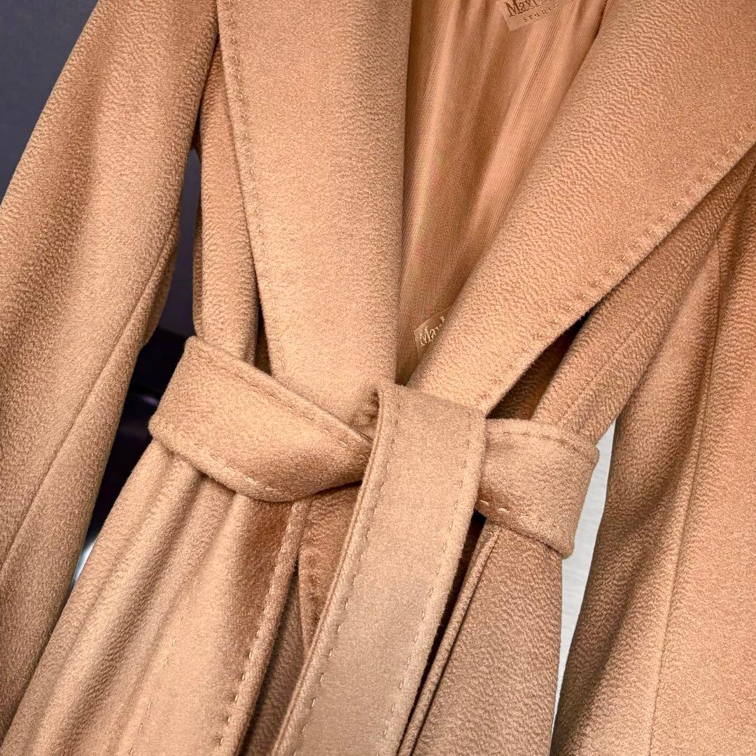 新品同様‼️ マックスマーラ 艶感美しい ショールカラーベルテッドコート