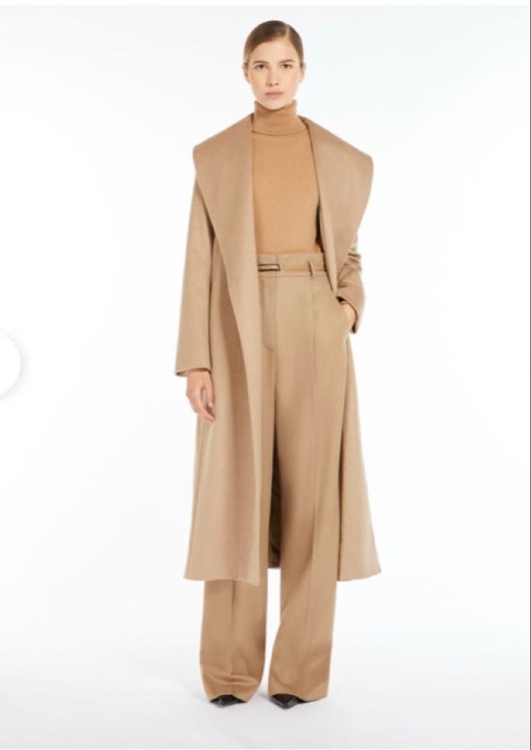 新品同様‼️ マックスマーラ 艶感美しい ショールカラーベルテッドコート