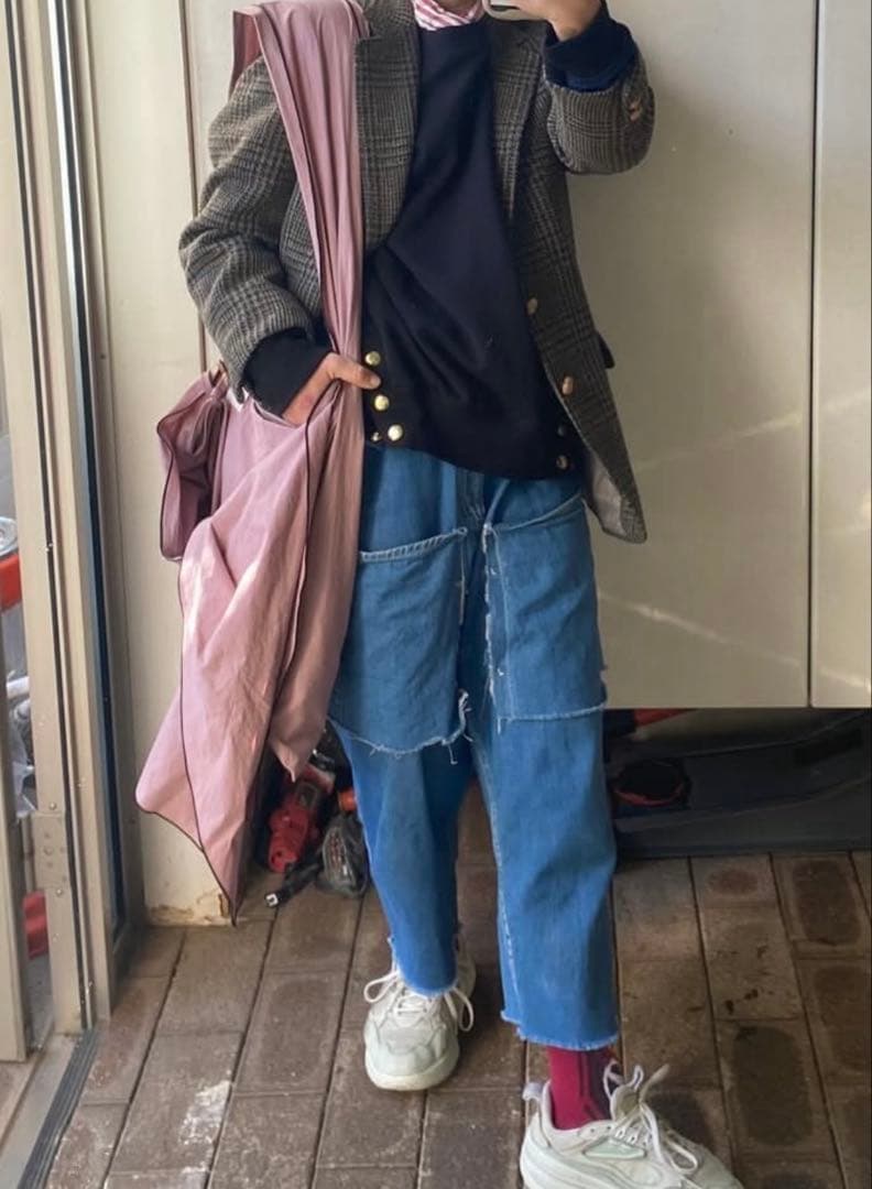 eriutsugi eワッペンスウェットトップ ブラック×ネイビー