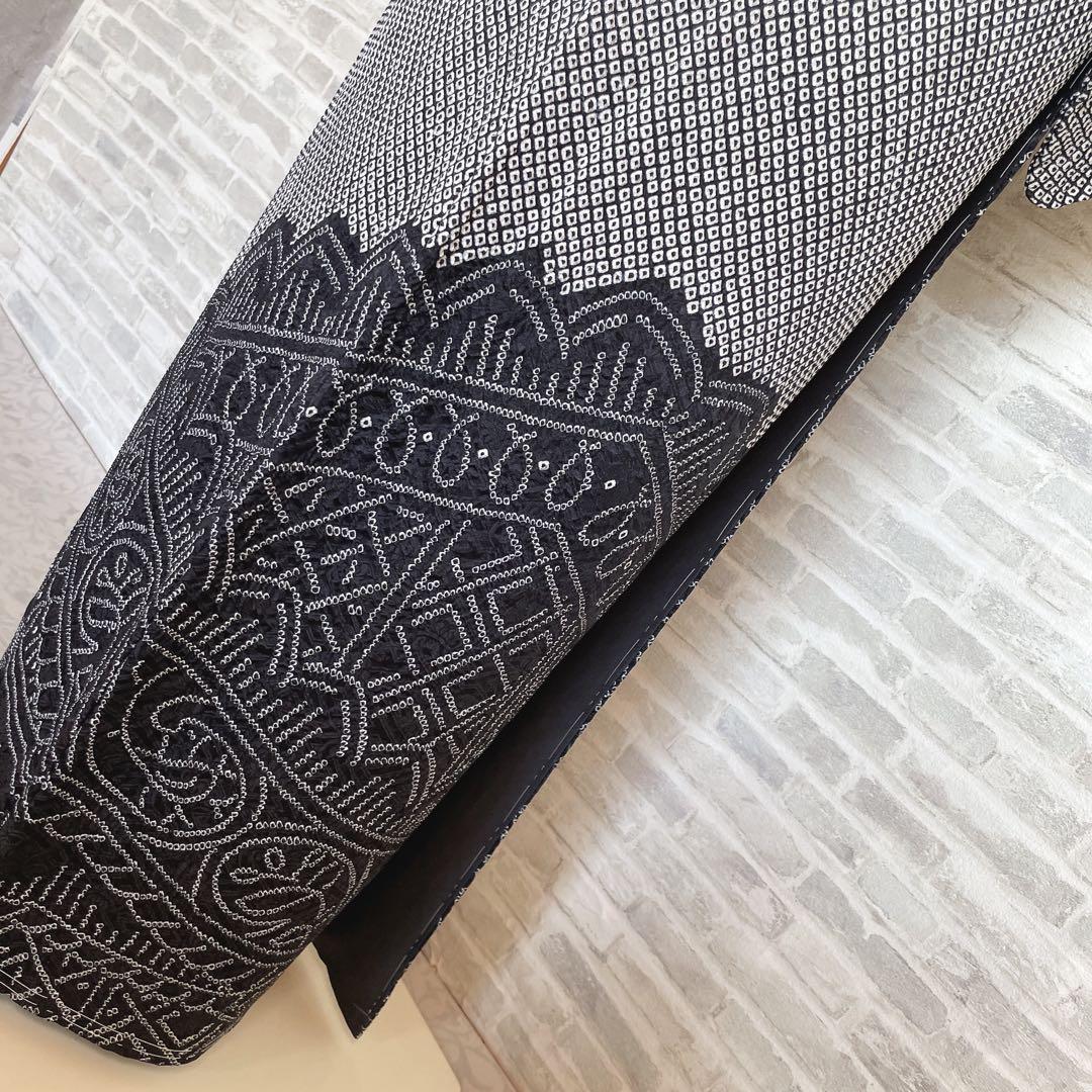 訪問着　フルセット　総絞り　宝相華　モノトーン　入学式　卒業式　着物　Q4