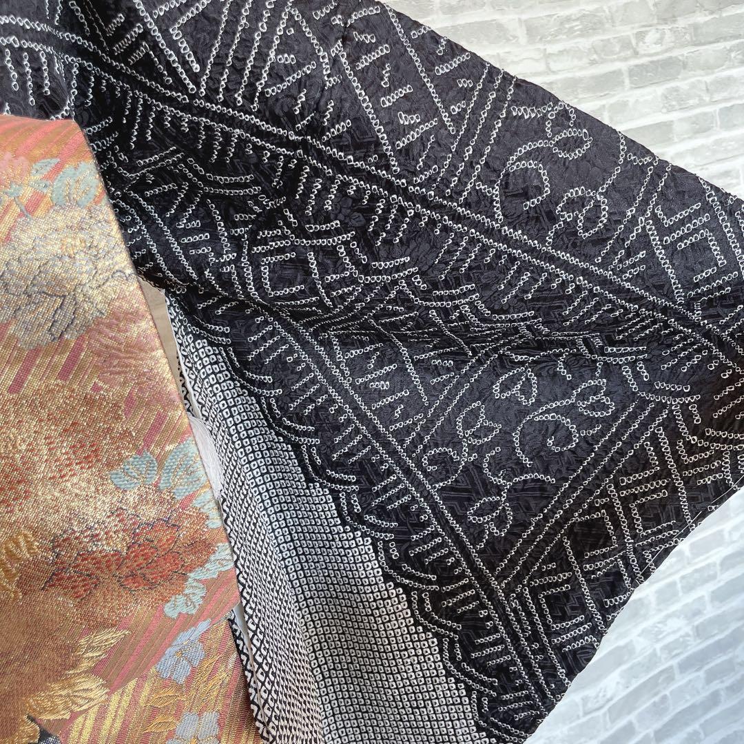 訪問着　フルセット　総絞り　宝相華　モノトーン　入学式　卒業式　着物　Q4