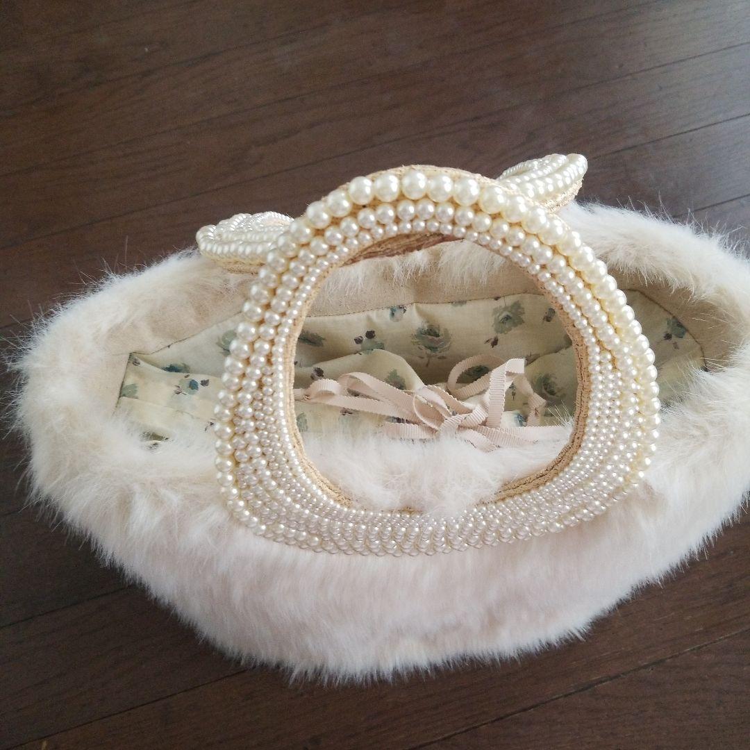 Anatelier♥アナトリエ　ファーバッグ　パールバッグ　大きめ　巾着付き