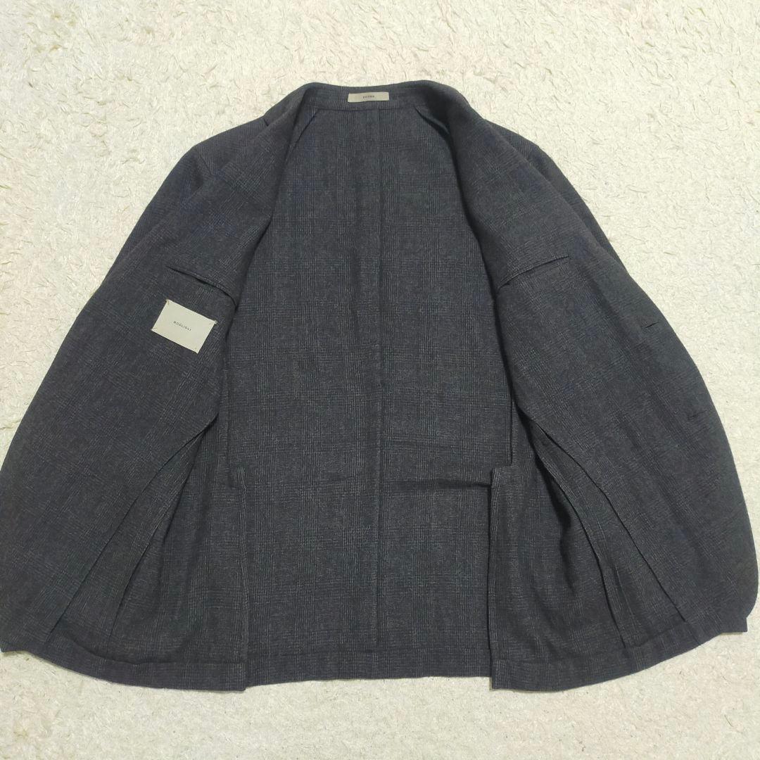 【美品】ボリオリBOGLIOLI・ジャケット・フランネル・ストレッチ・灰・XL