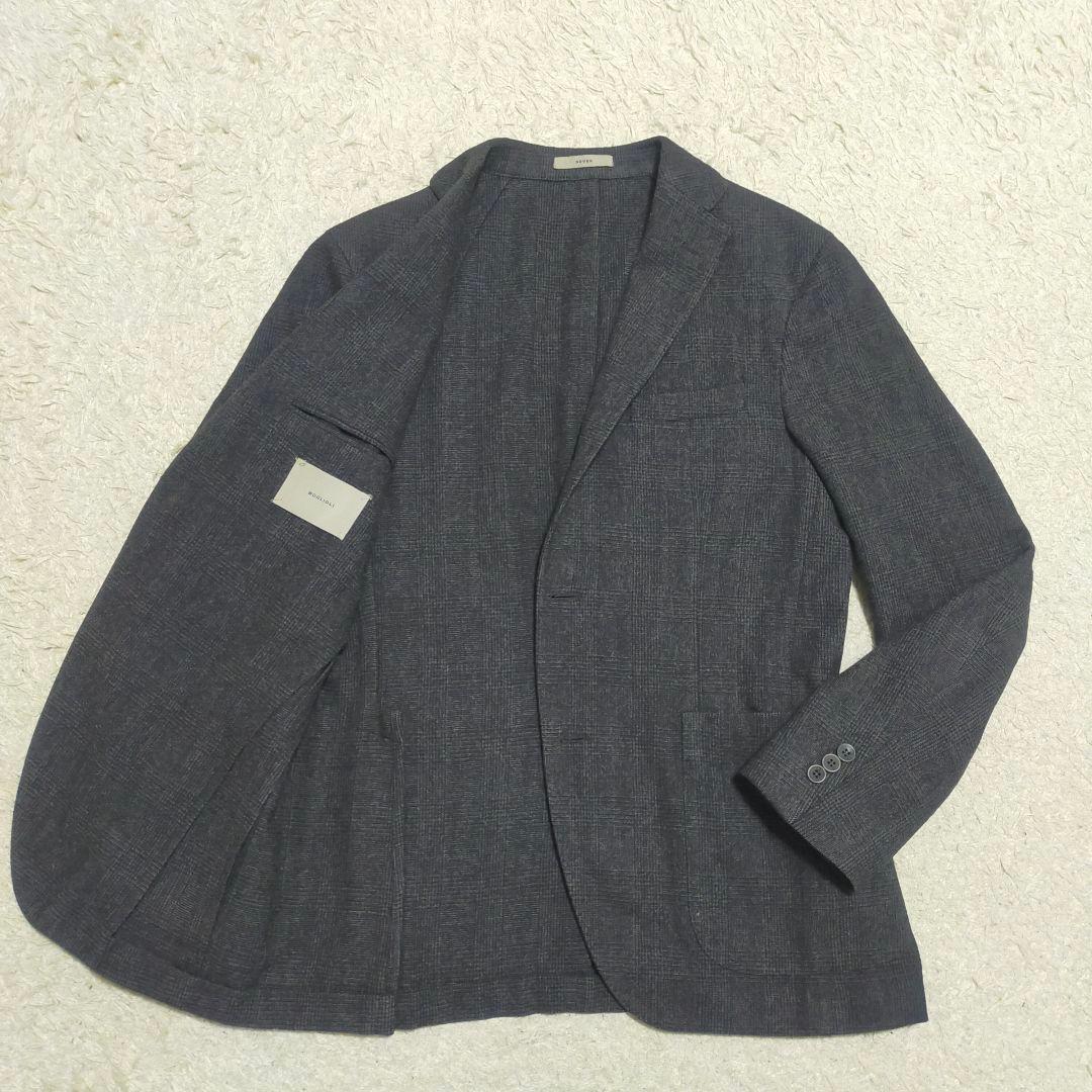 【美品】ボリオリBOGLIOLI・ジャケット・フランネル・ストレッチ・灰・XL