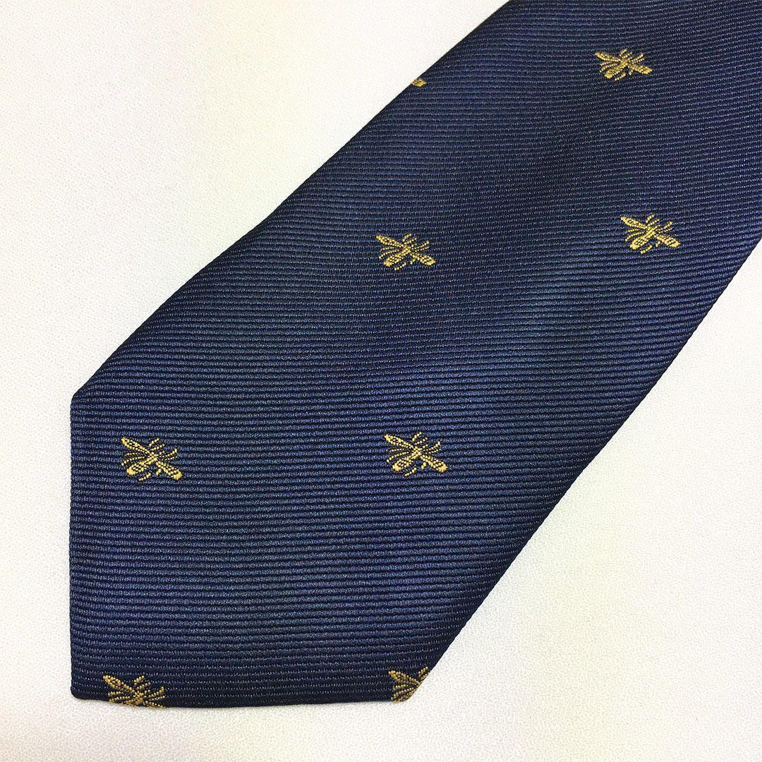 未使用級 グッチ GUCCI ネクタイ ネイビー 蜂 Bee ハチ グッチ