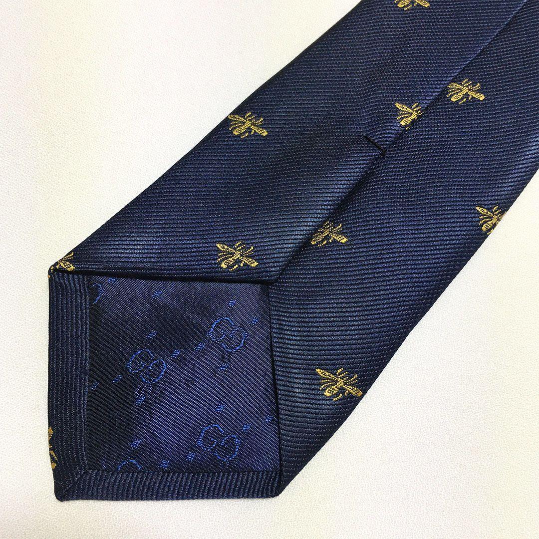 未使用級 グッチ GUCCI ネクタイ ネイビー 蜂 Bee ハチ グッチ