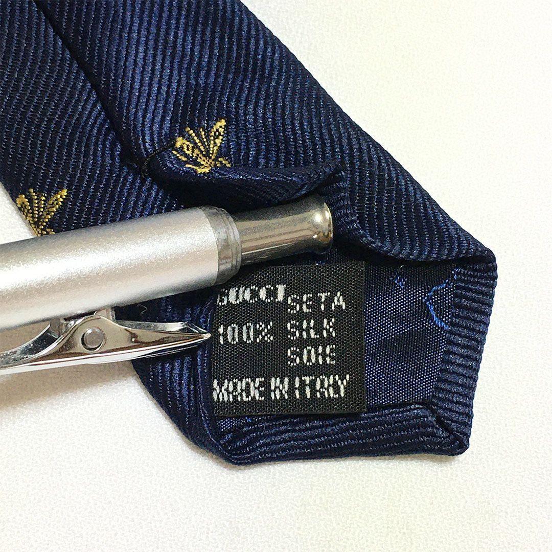 未使用級 グッチ GUCCI ネクタイ ネイビー 蜂 Bee ハチ グッチ