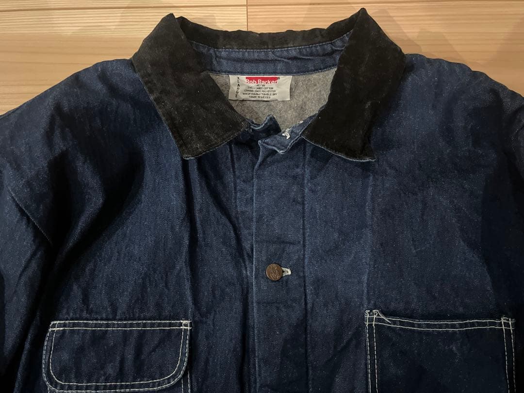 90s Bob Barker 濃紺　デニムカバーオール XL 裏地ブランケット