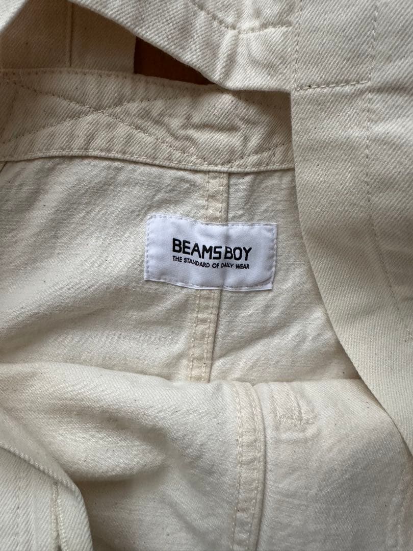 ビームスボーイ　オーバーオール　ホワイト