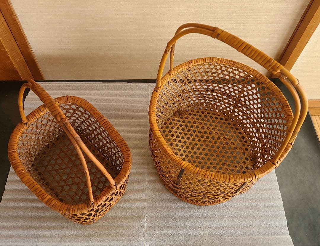 昭和レトロ　収穫かご　買い物かご　2点セット