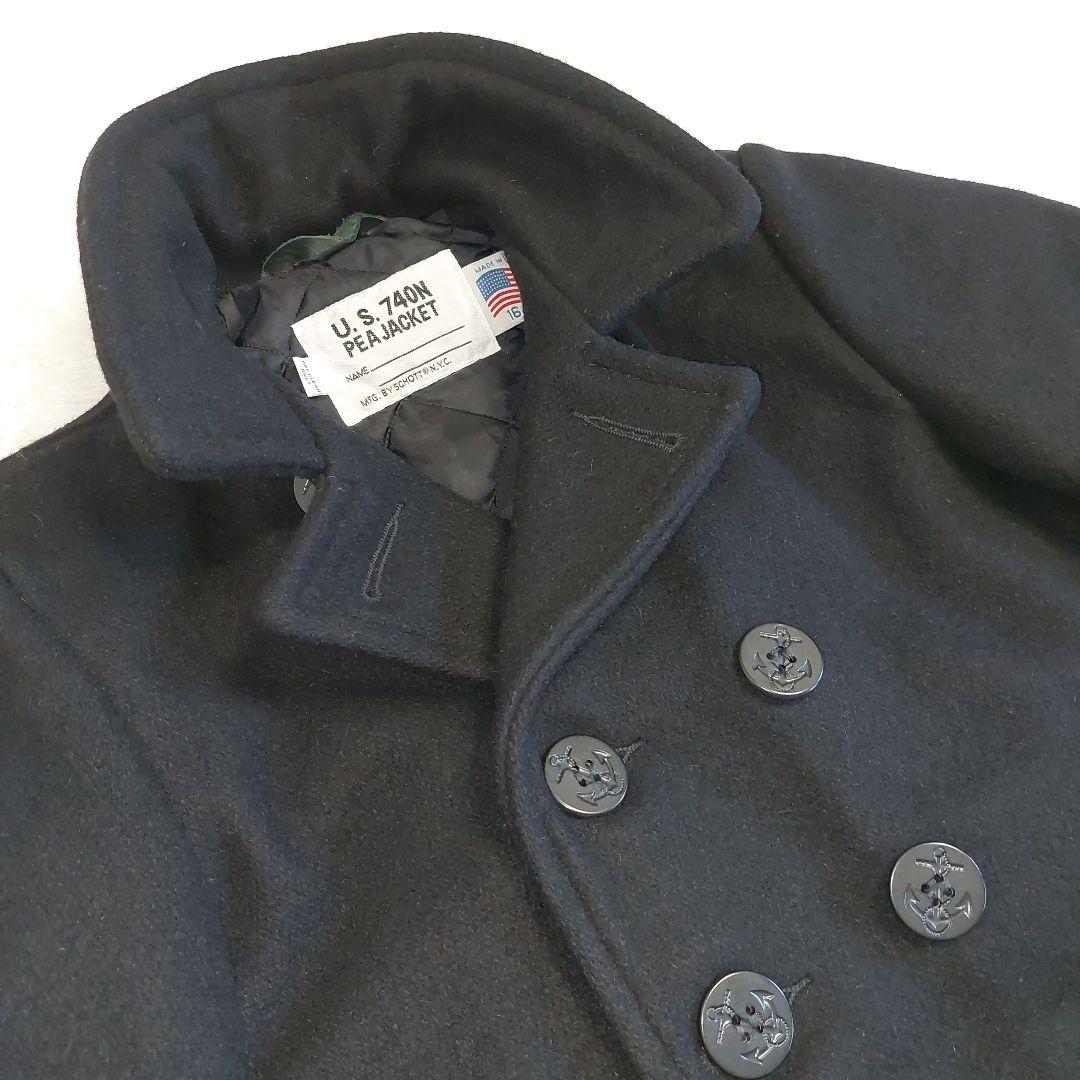 美品✨USA製 Schott ピーコート ダブルブレスト キルティング 錨ボタン