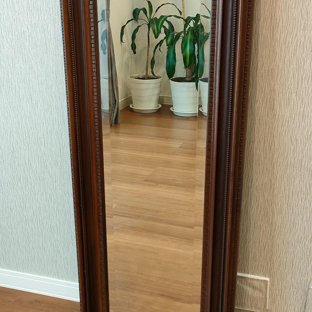 イタリア製　ミラー　姿見　アンティーク　木製フレーム