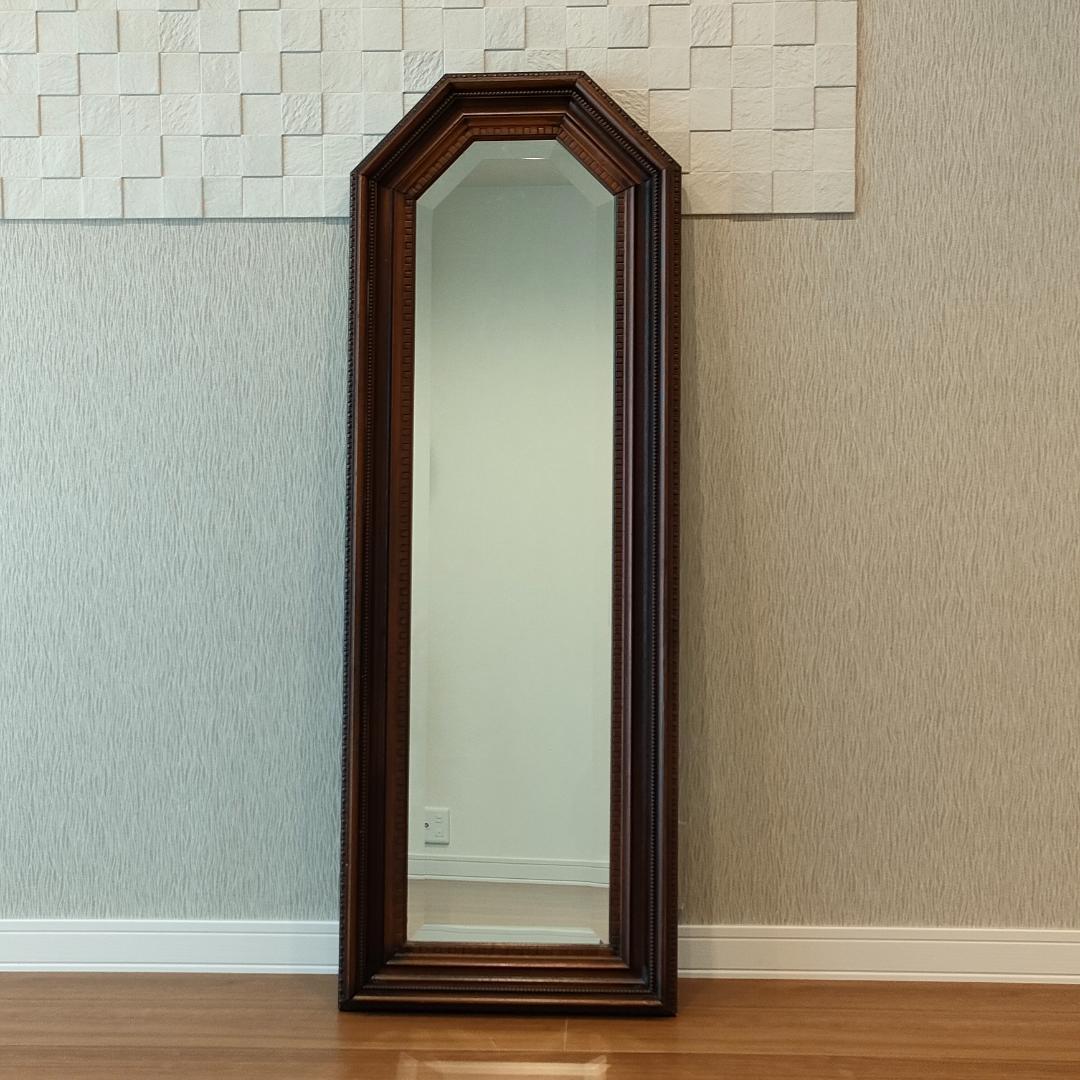 イタリア製　ミラー　姿見　アンティーク　木製フレーム