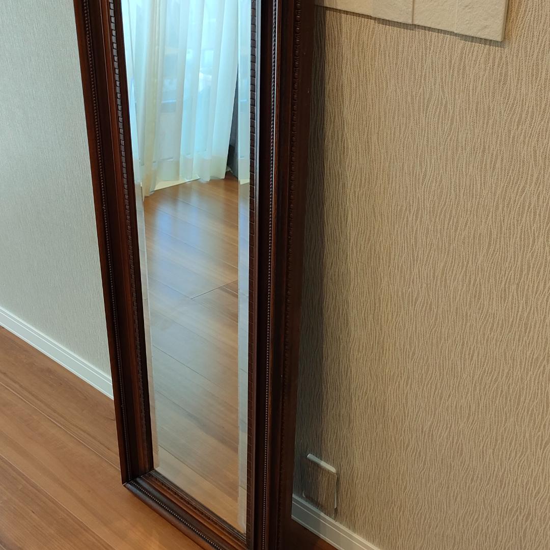 イタリア製　ミラー　姿見　アンティーク　木製フレーム